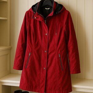 Fleet Street Three-Season Raincoat | Cranberry | Classic Style, Barely Worn!